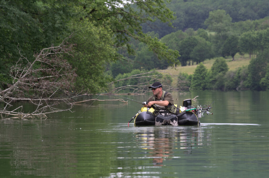 tube fishing in lake