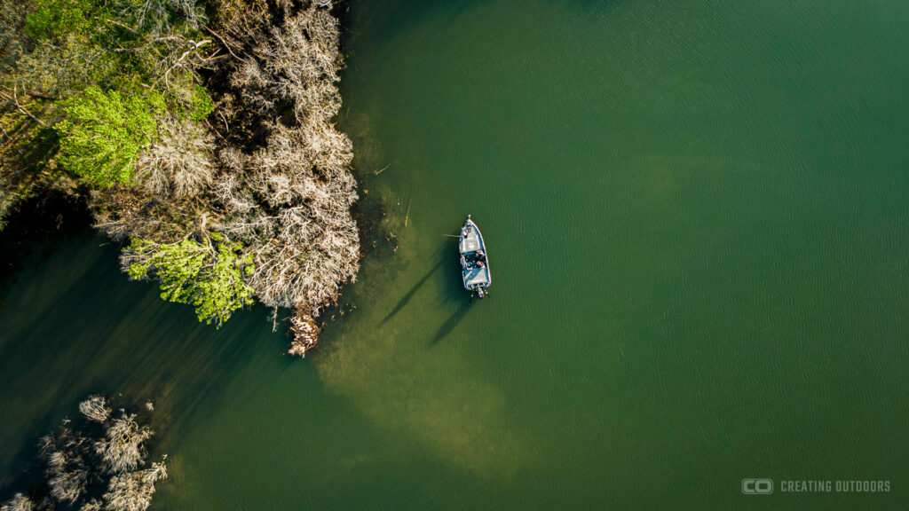 bass boat fishing drone